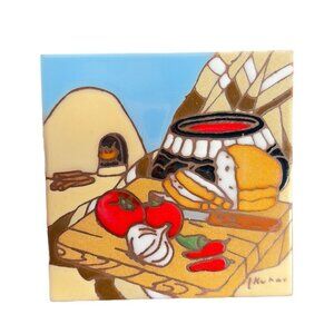1990s Southwest Kitchen Terra‎ Cotta Tile Vintage Earthtones Tile Square Decor